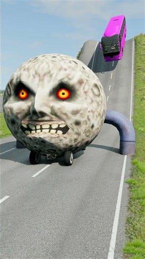 Car & City Buses vs Low Pipes - BeamNG.Drive #shorts #beamngdrive #bus