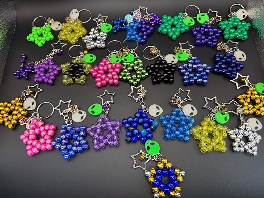 Kandi Star Keychain: 3D Printed Alien Charm