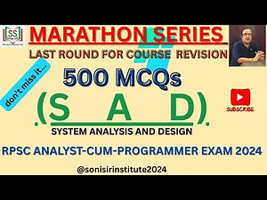 MARATHON SERIES | SAD | | TOP 500 MCQ | SYSTEM ANALYSIS & DESGN | RPSC ACP EXAM 2024