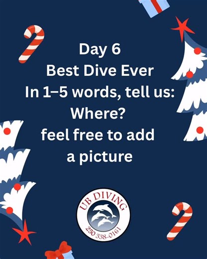 This year marks our 10th Annual 12 Days of Giving. We never run sales at Christmas – or ever. We believe Christmas is a time for giving, not discounting. So instead, we are running our 10th Annual 12 Days of Giving. No purchase necessary – just having fun. 🎄So play along. 🎄There’s a new challenge every day. 🎄One entry per person per day. Grand Prize: A single-day boat diving charter in the Comox Valley for you and up to seven of your dive buddies (8 divers total). The charter must be used bef
