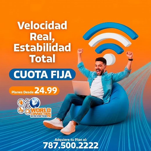 Internet Ilimitado a $24.99/mes. Velocidad REAL. Estabilidad TOTAL. · 🚀 VELOCIDAD REAL: Navega, trabaja, estudia y transmite en 4K sin cortes. · 📡 ESTABILIDAD TOTAL: Olvídate de las caídas. Conexión de hierro las 24/7. · 💲 CUOTA FIJA: El mejor precio del mercado. Solo $24.99/mes. Sin sorpresas. · 🌐 SIN LÍMITES: Descarga, juega y sube lo que quieras. Datos ILIMITADOS. ¡Deja de sufrir! Tu nueva experiencia digital te espera. 👉 Llama al 787.500.2222 y consulta por todas nuestras ofertas de Nov