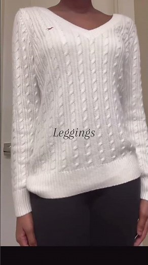 What to wear with the Hollister Cable-Knit V-Neck Sweater! #hollister #outfitinspo #fyp #viral
