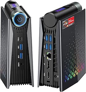 ACEMAGICIAN S3A Mini PC, AMD Ryzen 7 8745HS(up to 4.9 GHz), 32GB DDR5 1TB NVME SSD Mini Tower PC, AMD Radeon 780M Mini Desktop Computer Support BT5.2/RGB Lights/HDMI/Type-C/Wifi6