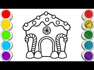 Gingerbread House Drawing | Easy Christmas Candy House Drawing for Kids