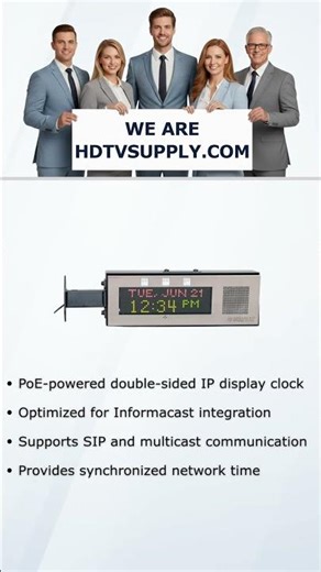 Advanced Network Devices IPCDS-RWB-U-IC Double Sided InformaCast-Enabled IP Display Clock & Mount