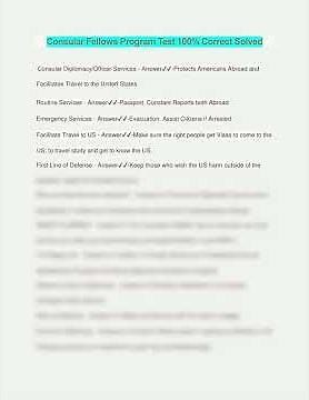Consular Fellows Program Test 100 Correct Solved