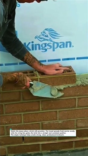 Perfect Bricklaying Technique with a Mason's Trowel #Masonry #Bricklaying #Construction #Brickwork!