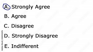 Answering Opinion Poll Question Viewpoint of Paper. Answer Ballot Vote With Viewpoint Belief With Blue Pen. Circle Strongly Agree Response.