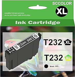 232XL Ink Cartridges Remanufactured T232 Ink Cartridges Black Replacement for 232 Ink Cartridges for XP-4200 XP-4205 WF-2930 WF-2950.1Pack