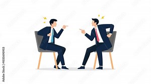 Businessman colleagues arguing and conflict in work disagreement cartoon animation video