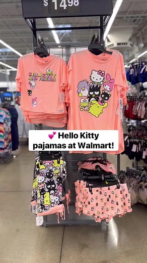 💕 LOOK! I spotted these new women’s Hello Kitty pajamas! Even more styles are available online! Link in bio ✨ #walmart #hellokitty #pajamas