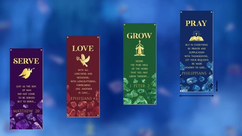 Yopyame Church Banners with Scripture - 4PCS Christian Banners for Easter Churches Wall Worship 24x59 Inch Vinyl Marble Pattern Religious Praise Churches Banner for Church Sunday School Indoor Outdoor