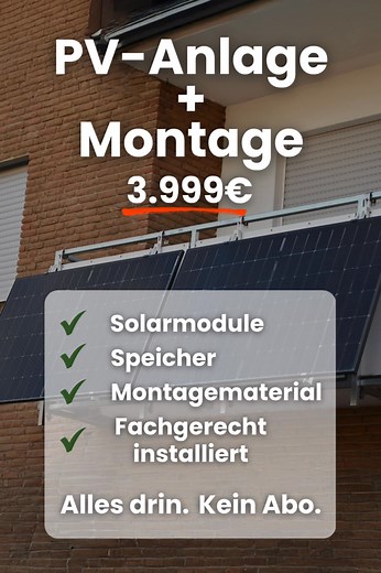 3.6K views | PV-Anlage + Speicher für 3.999 €. Einmal zahlen, direkt sparen.  Oberbergischer Kreis ❌ Kein Abo. Kein Kleingedrucktes. ✔ Montage inklusive. | Tepto | Facebook