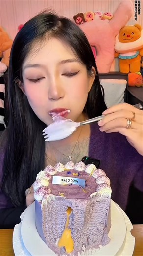 188K views · 4.7K reactions | Purple Creama Moist Foam Cake Creamy Custard Cake ASMR | Xiaoyii Asmr | Xiaoyii Asmr | Facebook