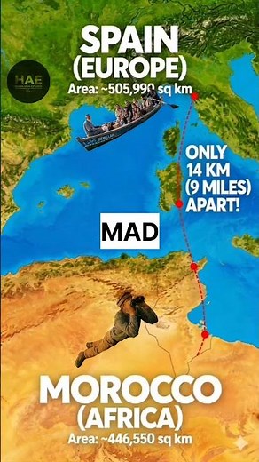 ​🌍 Morocco to Spain 🚢 Only 14 KM Distance! 😱 #shorts #facts