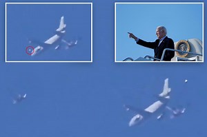 UFO appears to fly by Air Force One at LAX during Biden visit