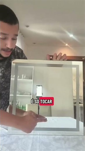 Comprei um espelho decorativo de luxo jateado com luz de LED Touch Screen. #espelhosdecorarivos
