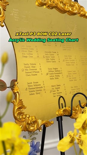 Where elegance meets precision. ✨ Crafted with the xTool P3 CO₂ Laser, this gold mirror acrylic wedding seating sign captures every detail — polished edges, flawless engraving, timeless beauty. 💍 Designed for creators who turn love stories into art. Luxury, handcrafted by laser. 🤍 ✨ Discover how effortless premium customization can be — click here 👉 http://social.xtool.com/4nB0fzY #xTool #xToolP3 #CO2Laser #LuxuryWeddingDecor #WeddingSignage #CustomWedding #LaserEngraving #AcrylicSign #Minima