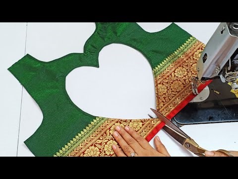 Paithani saree boat neck blouse design || cutting and stitching back neck blouse design || blouse