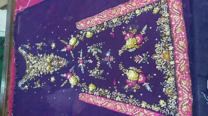 #partyWearPurplShirtWithGrara Color and size coustmize on client demand For price and any detail whtsapp to (Ahtesham khan) He will guide you In detail we are marketing team 923243055630 | Ahtesham Khan