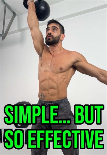 This is literally my default workout. Any time I'm short on time, don't feel like thinking, or just want something I know will hit - I do this. Why? Because it covers everything without overcomplicating anything. Just two movements: • Snatches • Double kettlebell squats That's it. You're hitting the two most important patterns for an athletic body: • Hinge (explosive, powerful, fast) • Squat (heavy, grounded, full-body) The snatch gives you that sprint/jump stimulus - power, conditioning, stamin