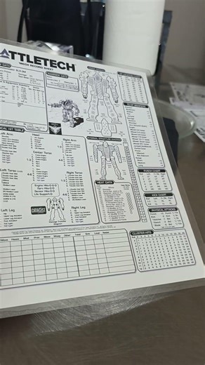 DIY Reuseable Battletech Mech Sheet