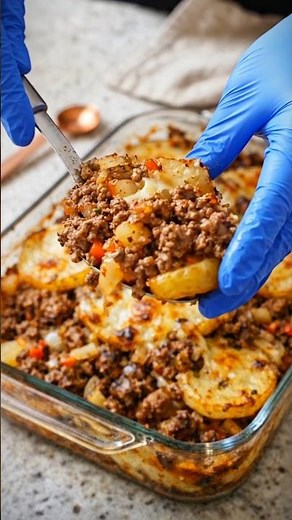 Cheesy Beef & Potato Casserole | Baked & Loaded