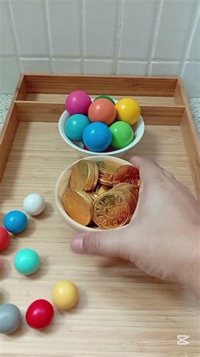 ASMR Reverse Video Pouring of Colored Balls and Gold Coins #oddlysatisfying #shorts