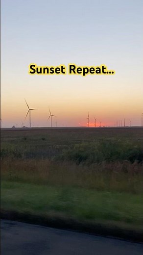 Sunset over Iowa corn fields with windmills. ‪@TheGarageUSA‬