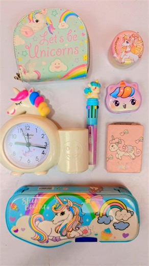 New fancy unicorn stationery items, mirror, pen, pencil box, pouch, pencil holder #unboxing #toys