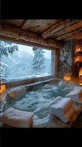 Relax atmosphere in the Jacuzzi on a winter day