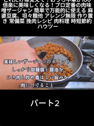 これだけは覚えて！おうち中華が100倍楽に美味しくなる！プロ定番の肉味噌ザージャン 簡単で万能的に使える 麻婆豆腐、坦々麺他 アレンジ無限 作り置き 常備菜 挽肉レシピ 肉料理 時短節約 ハウツー #料理動画 #おうちごはん #レシピ動画 #手作り料理 #簡単レシピ