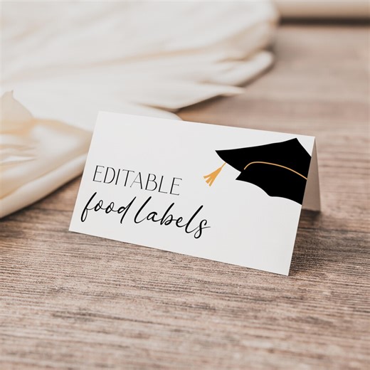 Graduation Party Food Label, 2026 Grad Party Decor, Printable Food Tent Cards, Candy Buffet Labels, Minimalist Graduation Name Card, CANVA - Etsy