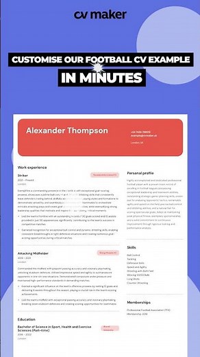 How to write a football CV #CVMaker #shorts