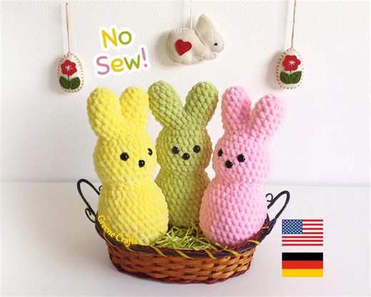 Crochet Pattern: No Sew Mini Bunny – Easter Amigurumi for Beginners (english & German PDF) - Etsy
