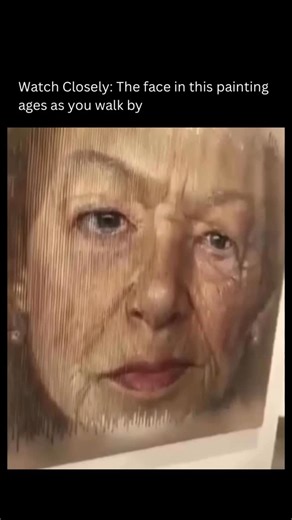 Visual Spirits on Instagram: "This captivating work is a kinetic oil painting by Spanish artist Sergi Cadenas, who pioneered this remarkable technique. Known for his “Getting Old” series, Cadenas paints two distinct portraits on opposite sides of vertical ridges, allowing the image to change as you move around it. The result is a living illusion where one portrait fades while another emerges, inviting viewers to reflect on transformation, identity, and the passage of time."