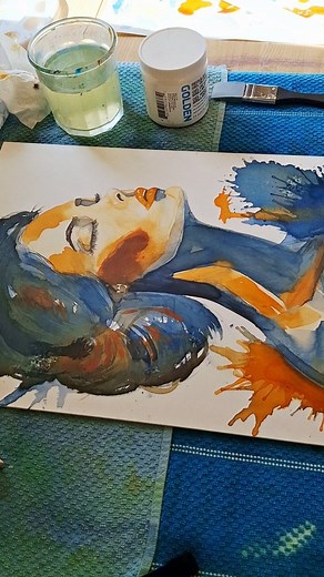 Watercolor and ink portrait process... #tararochelleart #tararochelle #fountainpenart #watercolorartist #watercolorportrait #portrait #watercolor #artofportrait #artistsoninstagram | Tara Rochelle Art