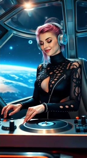 "Revolutionizing DJing: Futuristic Black Gothic Fashion Meets Sci-Fi Fantasy! #BeautifulDJs #DJing