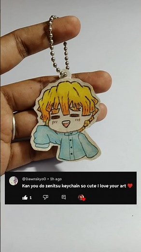 DIY zenitsu keychain 💛 | demon Slayer craft🧡 #anime #demonslayer #diy #keychain