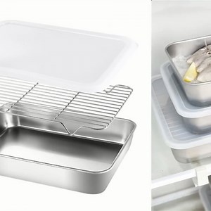 Baking Sheet With Wire Rack And Cover Set, Stainless Steel Baking Tray, Rust & Warp Resistant & Easy Clean Baking Pan For Oven Cooking, Cookie Sheet(26x20x5cm)