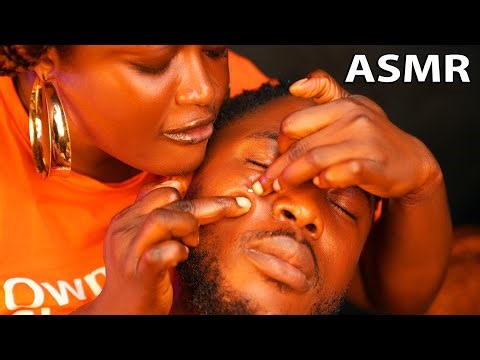 Asmr✨satisfying pimple pop,beard nitpicking, scalp, head, neck massage, whisper & gum cracking