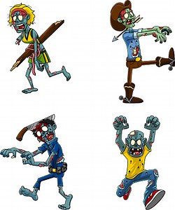 Halloween Cartoon Characters Zombie. Vector Collection Set Isolated...