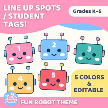 EDITABLE Robot Lineup Spots, Floor Numbers, Labels | Lab Classroom Management