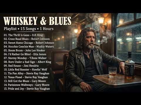 Rainy Night Whiskey Blues 🚬 Slow Blues Playlist for Lonely Train Ride & Midnight Thoughts