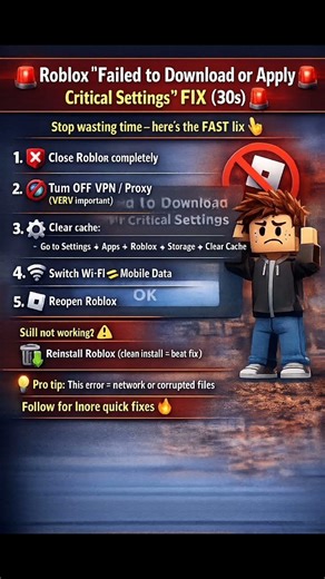 How To Fix Failed To Download or Apply Critical Settings Roblox