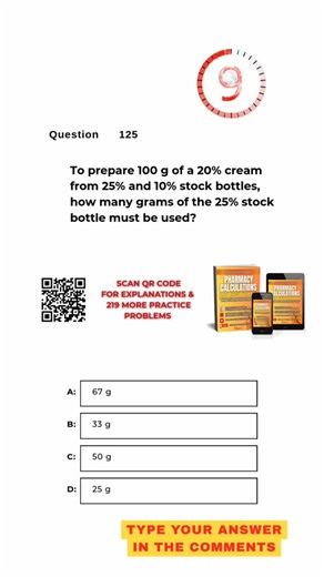 PTCB Exam Tutor on Instagram: "Pharmacy Calculation Questions & Answers: Question #125! 💊 To get a copy of the Amazon Best-Selling book Top 200 Drugs Memorizing Made Ridiculously Easy 👉 https://amzn.to/40tDZP9 📖 To get a copy of the Amazon Best-Selling book Pharmacy Calculations Made Ridiculously Easy 👉 https://amzn.to/45LNnBd ✅ For FREE off-the-record tips on How to Pass the PTCB Exam (PTCE) and/or ExCPT (by the NHA), and if interested in a full review to prepare for the PTCB Exam or ExCPT,