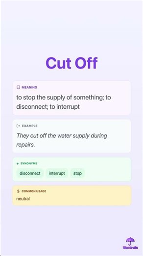 CUT OFF - Phrasal Verb Explained | Meaning, Examples & Synonyms | Wordrella