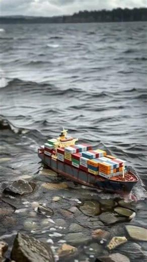 RC Container Ship vs Rocky Coast – Extreme Precision Sailing Test! ⚓🔥#RCShip