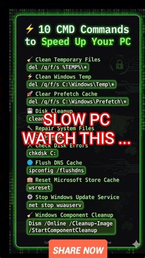 10 USEFULL COMMANDS TO SPEED UP YOUR PC ..#computer #laptop #pcgaming #computerspeed