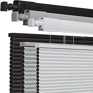 No Drill No Tools Cellular Shades for Windows, Top Down Bottom Up Honeycomb Blinds, Blackout Cordless Window Blinds for Indoor Windows, Easy to Install,Blackout-white46 W X 48" H